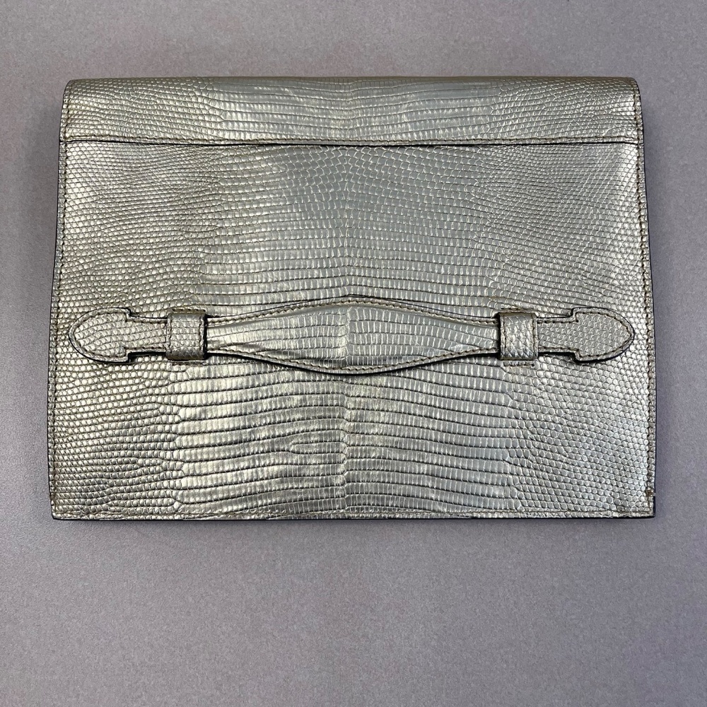 Gucci Gold Laminated Lizard Clutch w/ Crystal Dragonfly Embellishments-Preloved - Picture 2 of 16